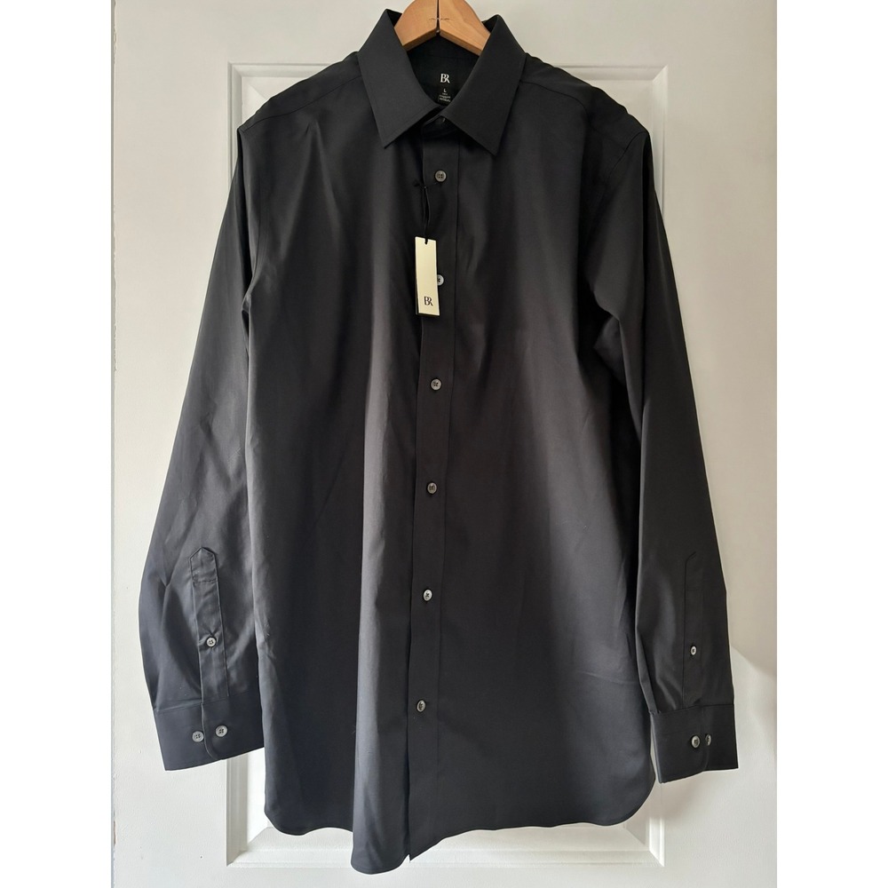 Banana Republic Button Down Shirt Mens L Tall Black Cotton Long Sleeve NWT